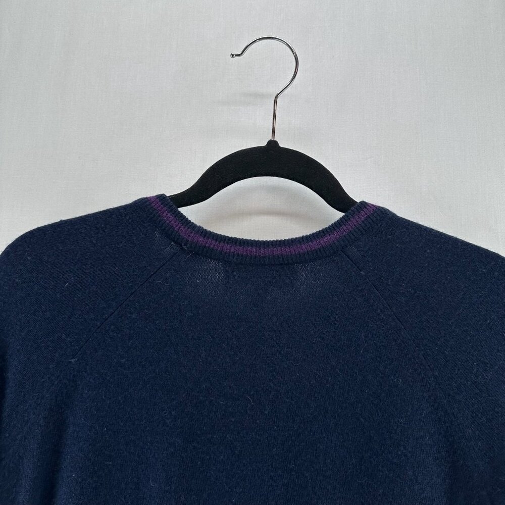 Juicy Couture Sweater Womens XS Crochet Granny Square Cardigan Retro Navy Green - Picture 4 of 12